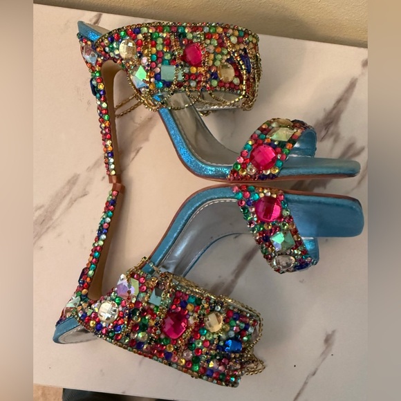 Azalea Wang Envie Multi Color Mule Stilettos, NWOB, Size 6-1/2. - Picture 4 of 12